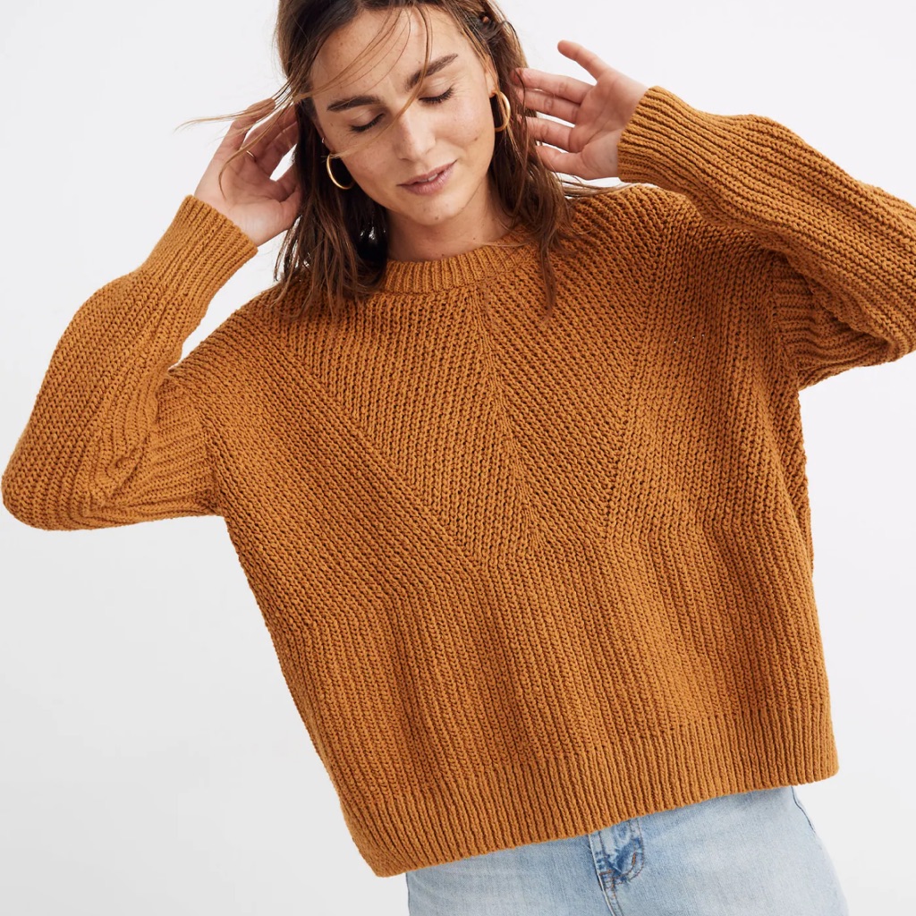 Madewell Golden Orange Joslin Pull Over Knit Sweater Small